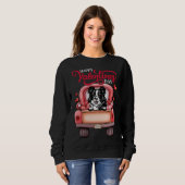 Sweatshirt Camion Rouge Joyeux Valentines Jour Frontière Coll (Devant entier)