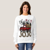Sweatshirt Camion rouge Leopard béni Jojo meilleur cadeau pou (Devant entier)