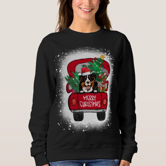 Sweatshirt Camion Rouge Montagne Bernoise Joyeux Noël Bl (Devant)