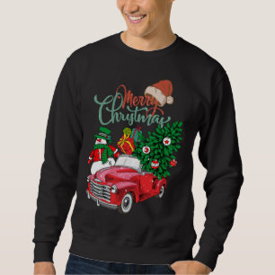 Sweatshirt Camion rouge ramasse Arbre de Noël Joyeux Noël Sn