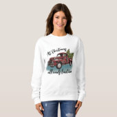Sweatshirt Camion vintage et arbres de Noël (Devant entier)