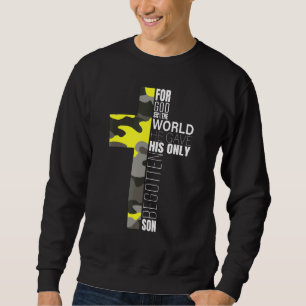 Sweatshirt Camo Bible chrétienne Verse Jean 316 Foi Dieu Cros