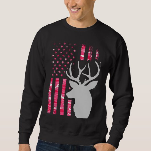 Sweatshirt Camo rose Drapeau Camouflage Buck Chasse Wo (Devant)