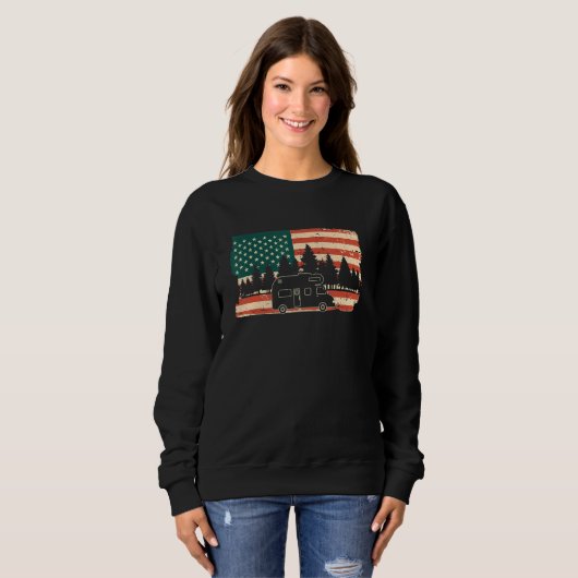 Sweatshirt Camper USA Flag Caravan - Funny Camping_1 (Devant entier)