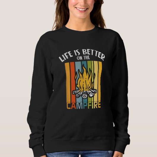Sweatshirt Camping Campfire Men Women Camping Trailer Camper (Devant)