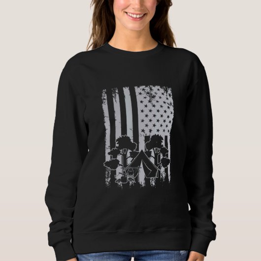 Sweatshirt Camping Drapeau Américain Patriotique Camper Feu d (Devant)