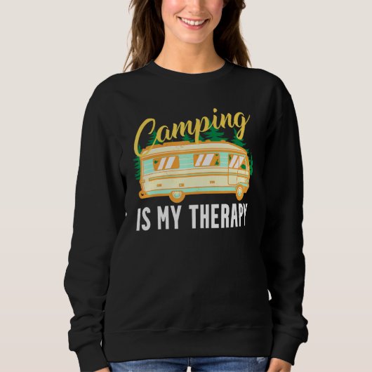Sweatshirt Camping Est Mon Camper Thérapeutique Dit : (Devant)