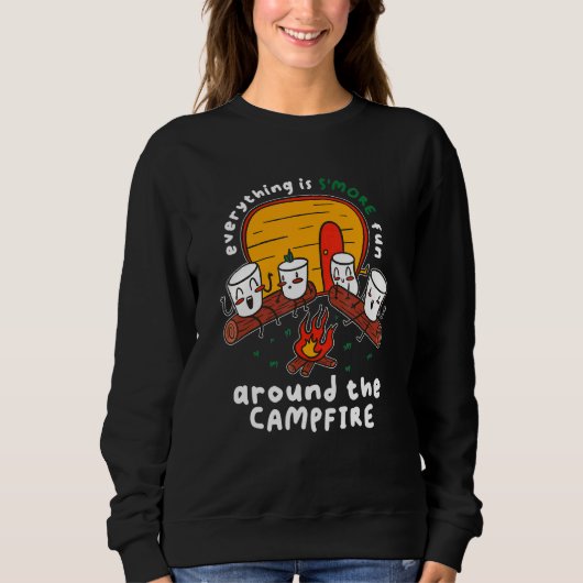 Sweatshirt Camping Pun Plus Amusant Autour Du Marshmal Du Feu (Devant)