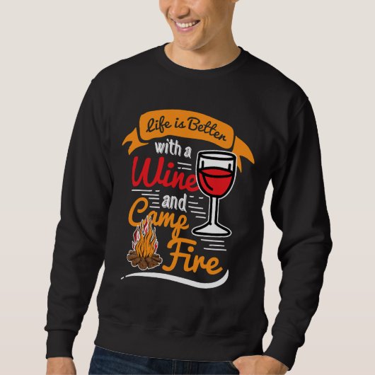 Sweatshirt Camping Vie Vin Camping Camp extérieur (Devant)