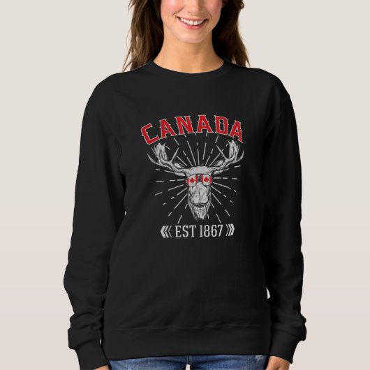 Sweatshirt Canada Drapeau Maple Leaf Est 1867 Lunettes de sol (Devant)