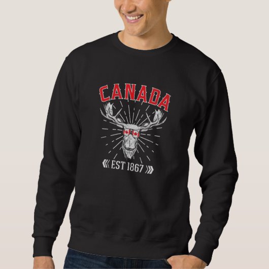 Sweatshirt Canada Drapeau Maple Leaf Est 1867 Lunettes de sol (Devant)
