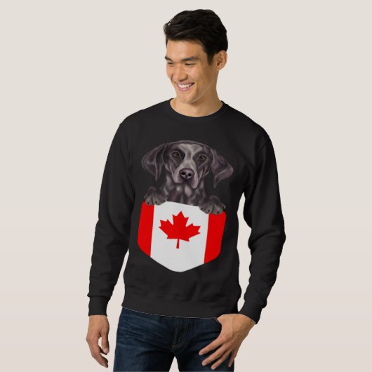 Sweatshirt Canada Flag German Shorthaired Pointer Dog In Pock (Devant entier)