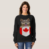 Sweatshirt Canada Flag Swedish Vallhund Dog In Pocket (Devant entier)