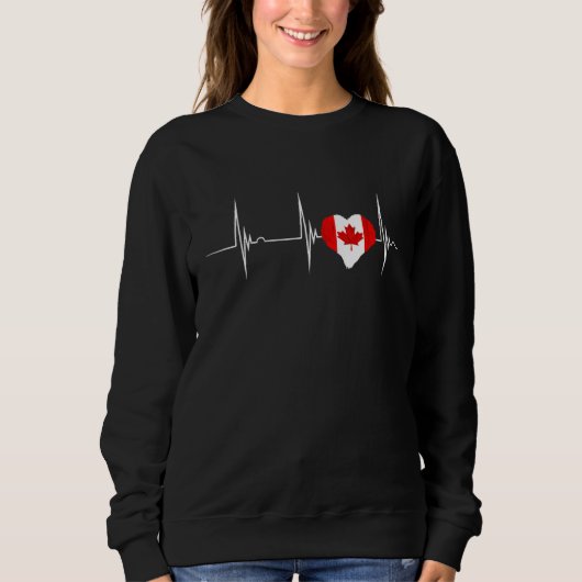 Sweatshirt Canada Heartbeat EKG Pulse Heart Maple Leaf Canadi (Devant)
