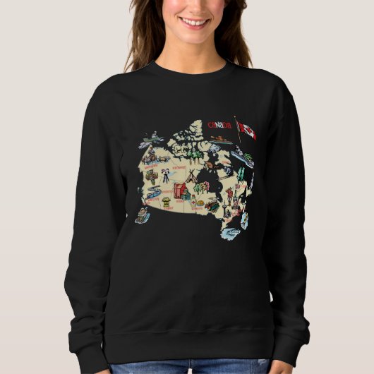 Sweatshirt Canada map major cities Tourist Destinations attra (Devant)