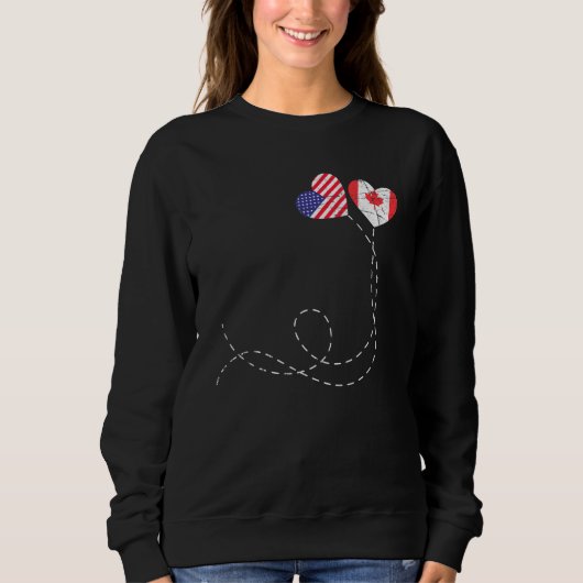 Sweatshirt Canadian American Flag Hearts Us Flag Maple Leaf C (Devant)