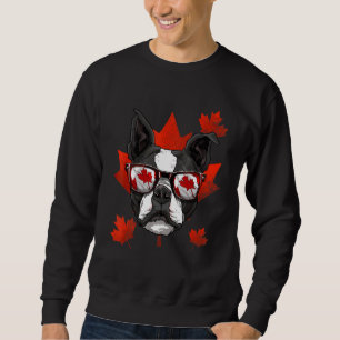 Sweatshirt Canadian Boston Terrier Chien Maple Leaf Patriotiq