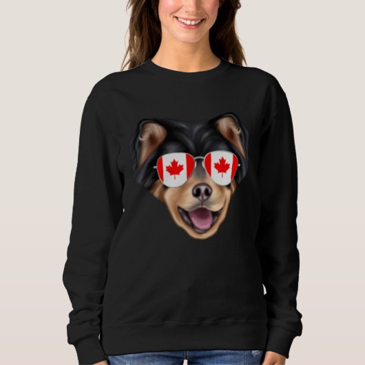 Sweatshirt Canadian Flag Finnish Lapphund Dog Canada Pocket (Devant)