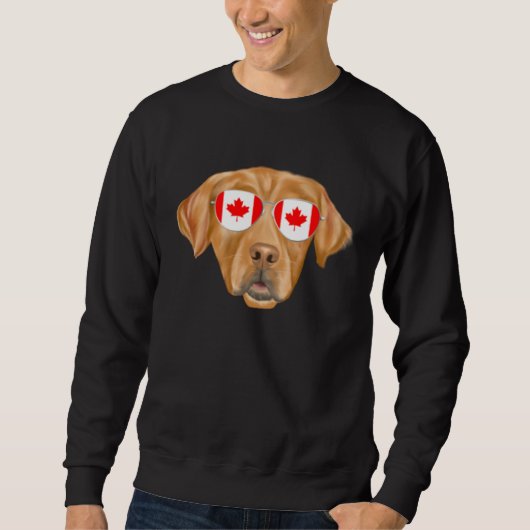 Sweatshirt Canadian Flag Golden Retriever Dog Canada Pocket (Devant)