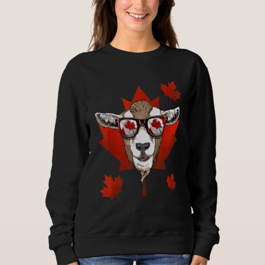 Sweatshirt Canadian Goat Maple Tree Leaf Canada Flag Animal G (Devant)