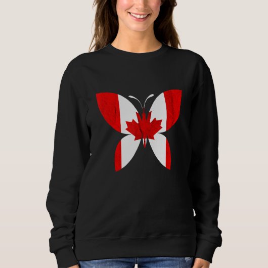 Sweatshirt Canadian Pride Butterfly Maple Leaf Canadian Flag (Devant)
