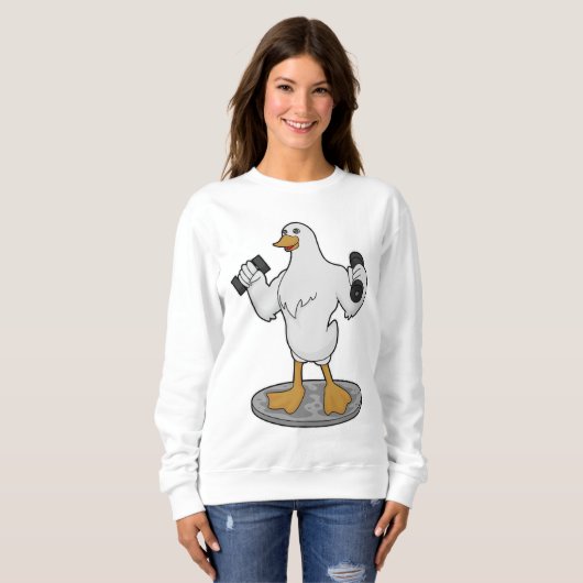 Sweatshirt Canard comme Bodybuilder avec des cloches (Devant entier)