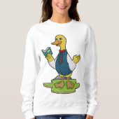 Sweatshirt Canard comme enseignant avec livre (Devant)