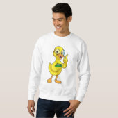Sweatshirt Canard comme enseignant avec livre et lunettes (Devant entier)