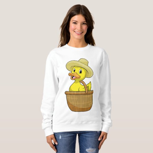 Sweatshirt Canard comme fermier avec panier (Devant entier)