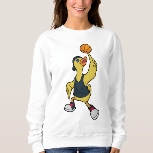 Sweatshirt Canard comme joueur de basketball avec basket-ball (Devant)
