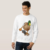 Sweatshirt Canard comme patineur avec skateboard (Devant entier)