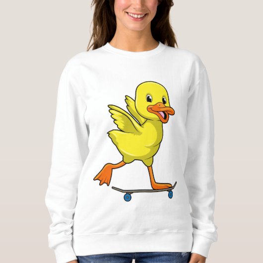 Sweatshirt Canard comme patineur avec skateboard (Devant)