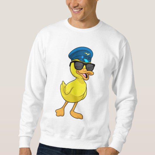 Sweatshirt Canard comme pilote avec casquette pilote (Devant)