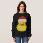 Sweatshirt Canard en caoutchouc jaune mignon Santa Claus Noël (Devant entier)