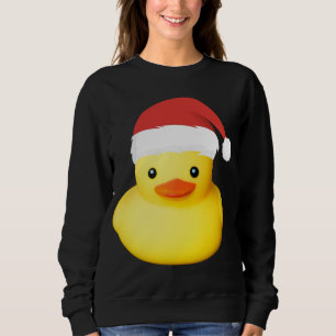 Sweatshirt Canard en caoutchouc jaune mignon Santa Claus Noël