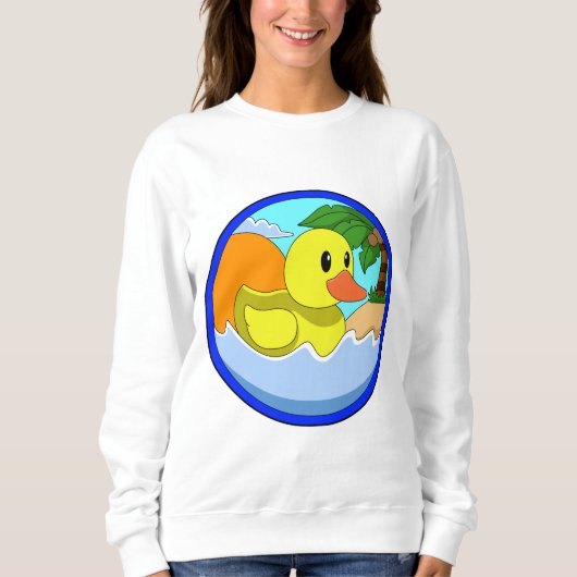 Sweatshirt Canard sur la plage avec palmiers.PNG (Devant)