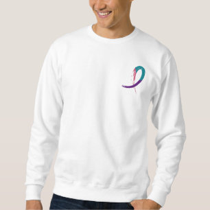 Sweatshirt Cancer de la thyroïde Teal, pourpre, et ruban A4
