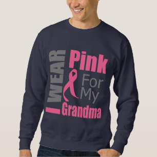 Sweatshirt Cancer du sein Ruban Je Porte Grand-Mère Rose