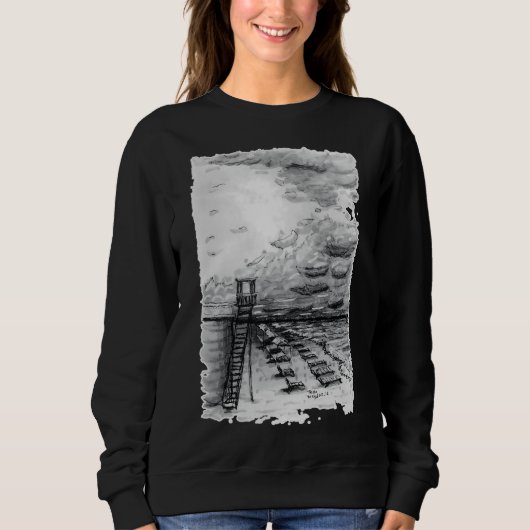 Sweatshirt Cancun Beach noir et blanc nuageux (Devant)