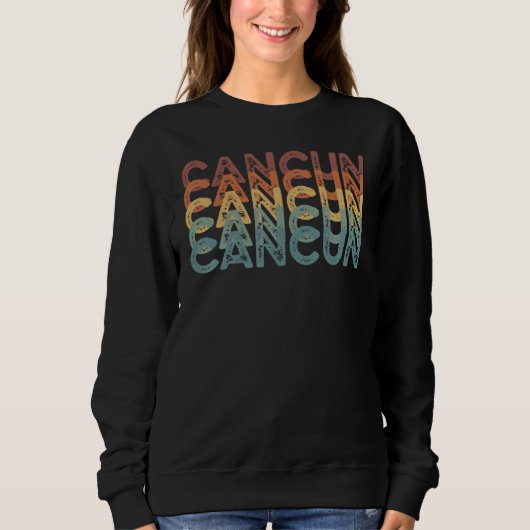 Sweatshirt Cancun Vintage Retro Holiday Design (Devant)