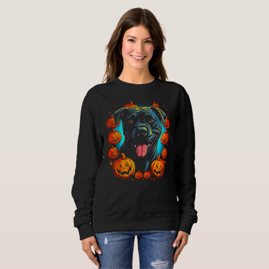 Sweatshirt Cane Corso Dog Pumpkin Halloween (Devant entier)