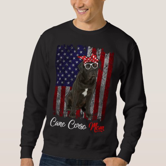 Sweatshirt Cane Corso Mom American Flag (Devant)