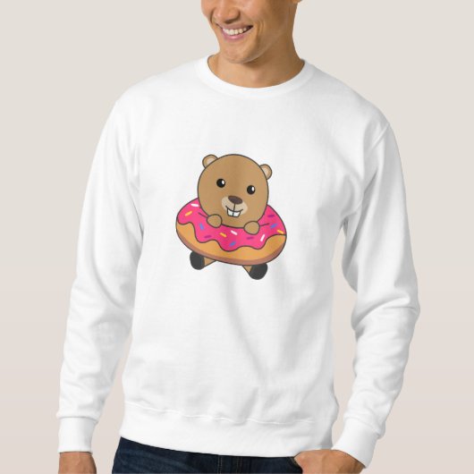 Sweatshirt Canettes de castor doux Donut rose (Devant)