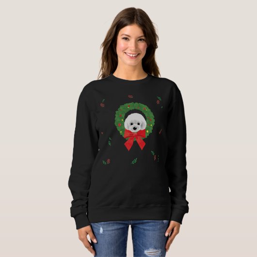 Sweatshirt caniche b _ Noël (Devant entier)