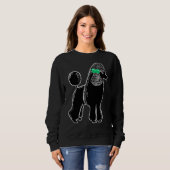 Sweatshirt Caniche Noir Standard Avec Bow Vert (Devant entier)