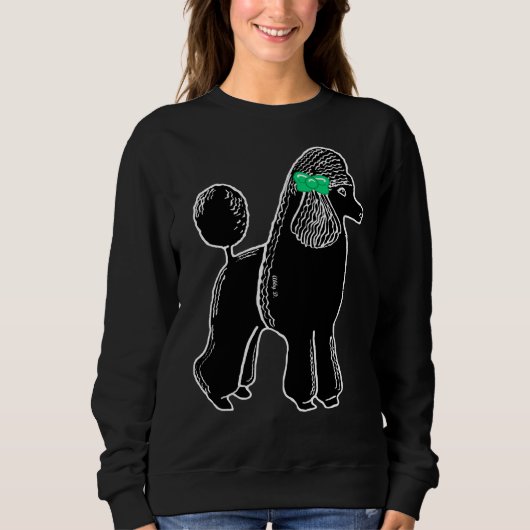 Sweatshirt Caniche Noir Standard Avec Bow Vert (Devant)