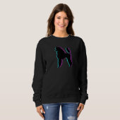 SWEATSHIRT CANICHE - SILHOUETTE NOIRE ROSE BLEU (Devant entier)