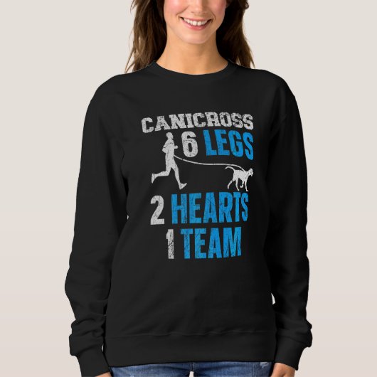 Sweatshirt Canicross 6 Jambes 2 Coeurs 1 Chien d'équipe faisa (Devant)