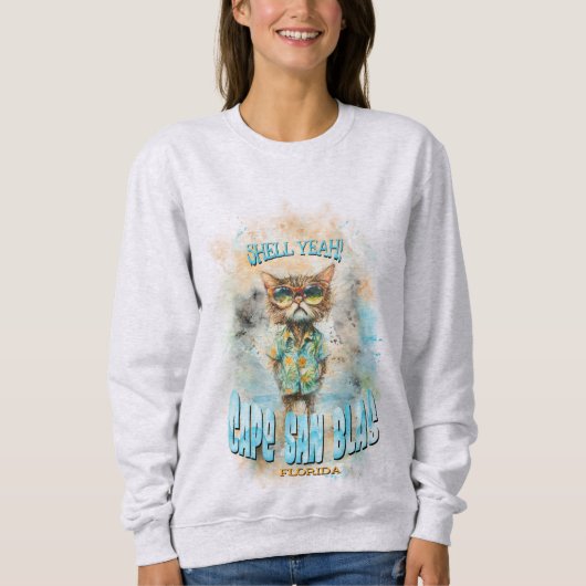 Sweatshirt Cape San Blas Florida Beach Cat (Devant)
