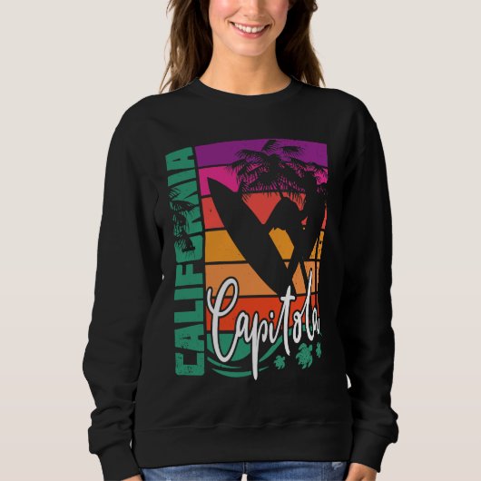 Sweatshirt Capitola California Retro Sunset Beach Surfer Surf (Devant)